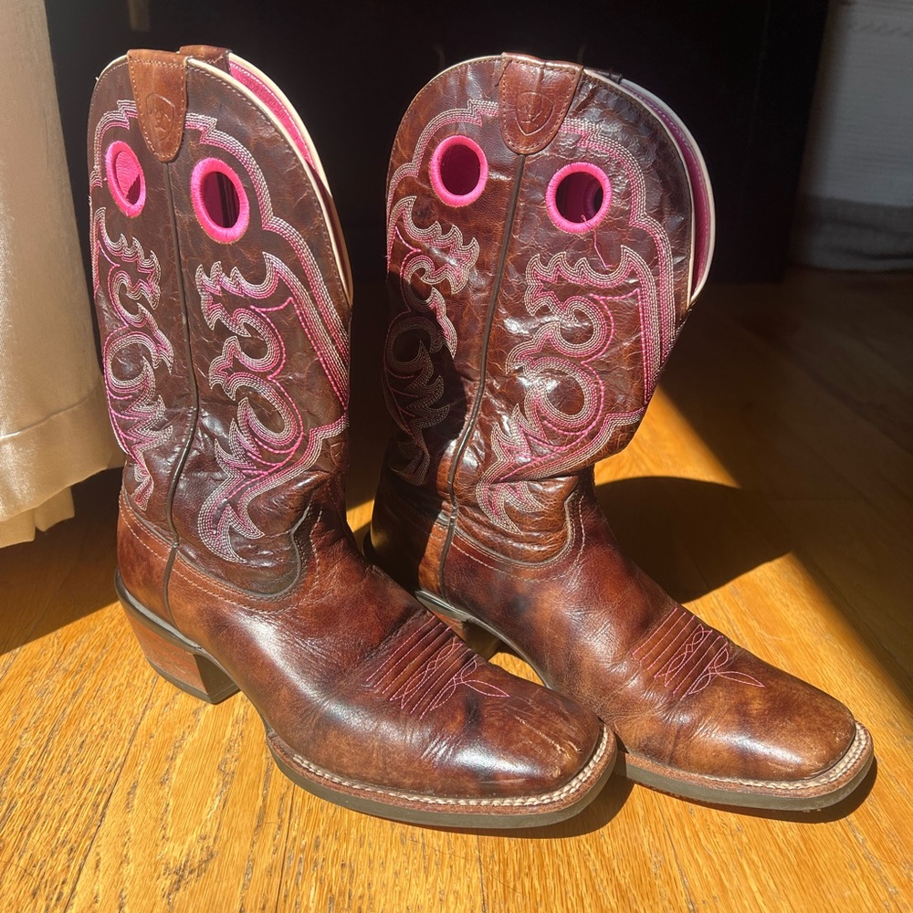 Ariat Pink and Brown Western Boots